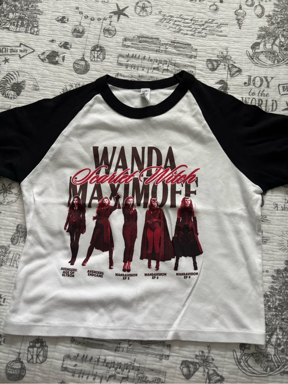 Wanda Scarlet Witch Raglan Tee - Black & White